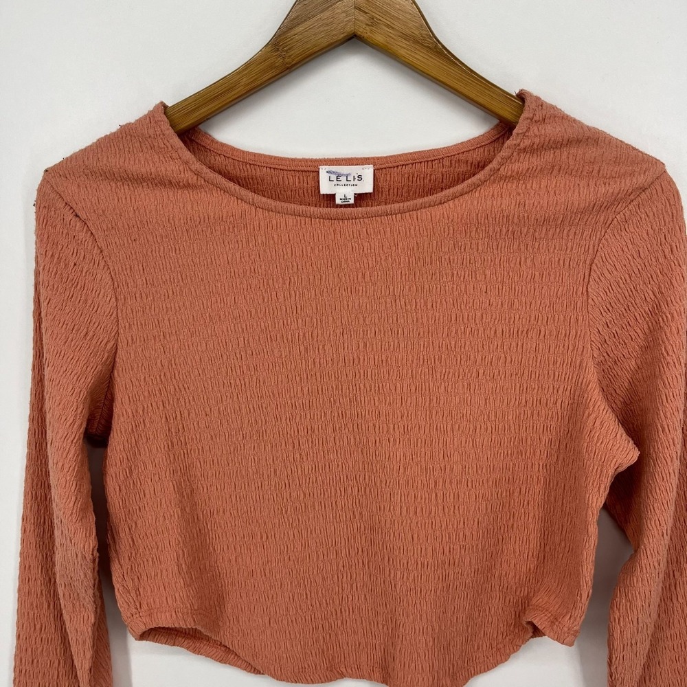 Le Lis Long Sleeve Top Women's‎ Size L Orange Polyester Blend Stretch - Picture 2 of 9